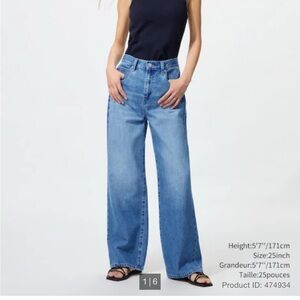 Blue wide straight jeans | UNIQLO